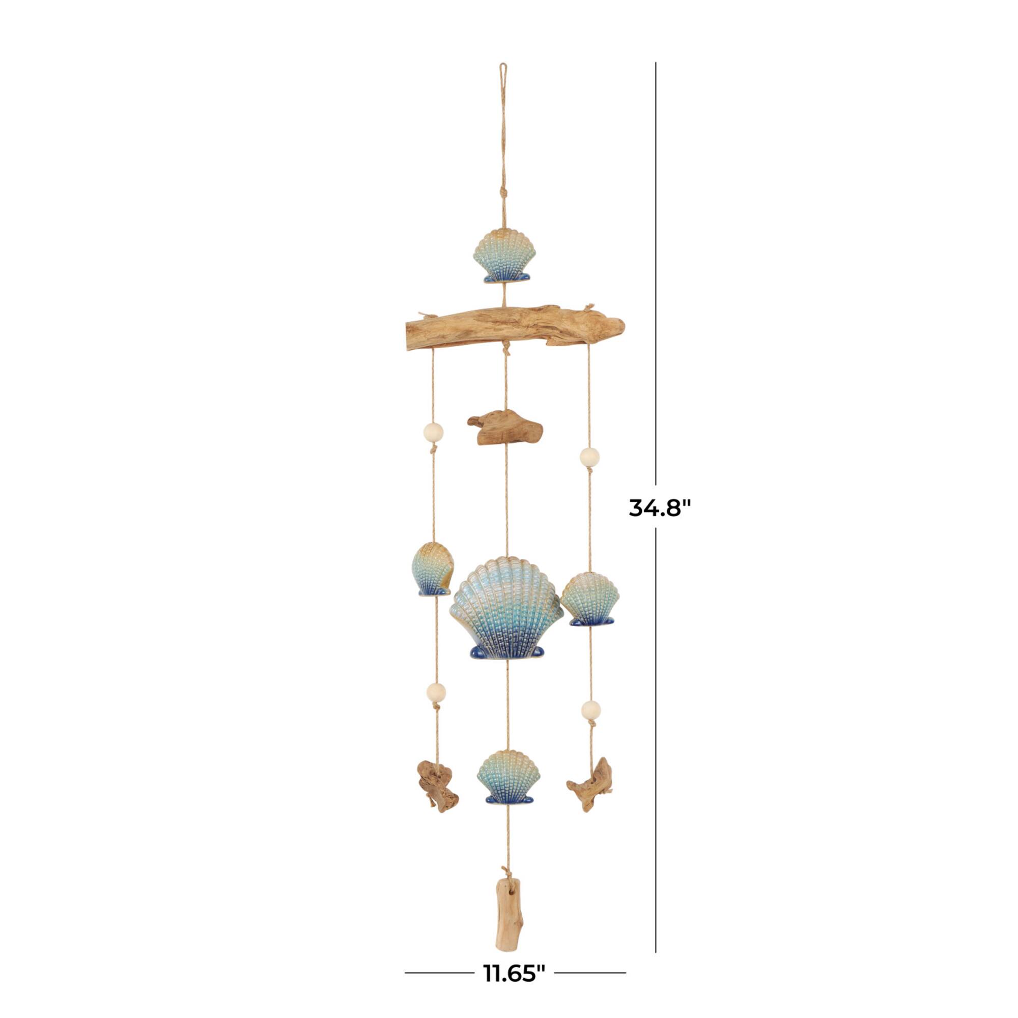 3ft. Blue Ceramic Shell Handmade Ombre Windchime with Driftwood & Bead Accents